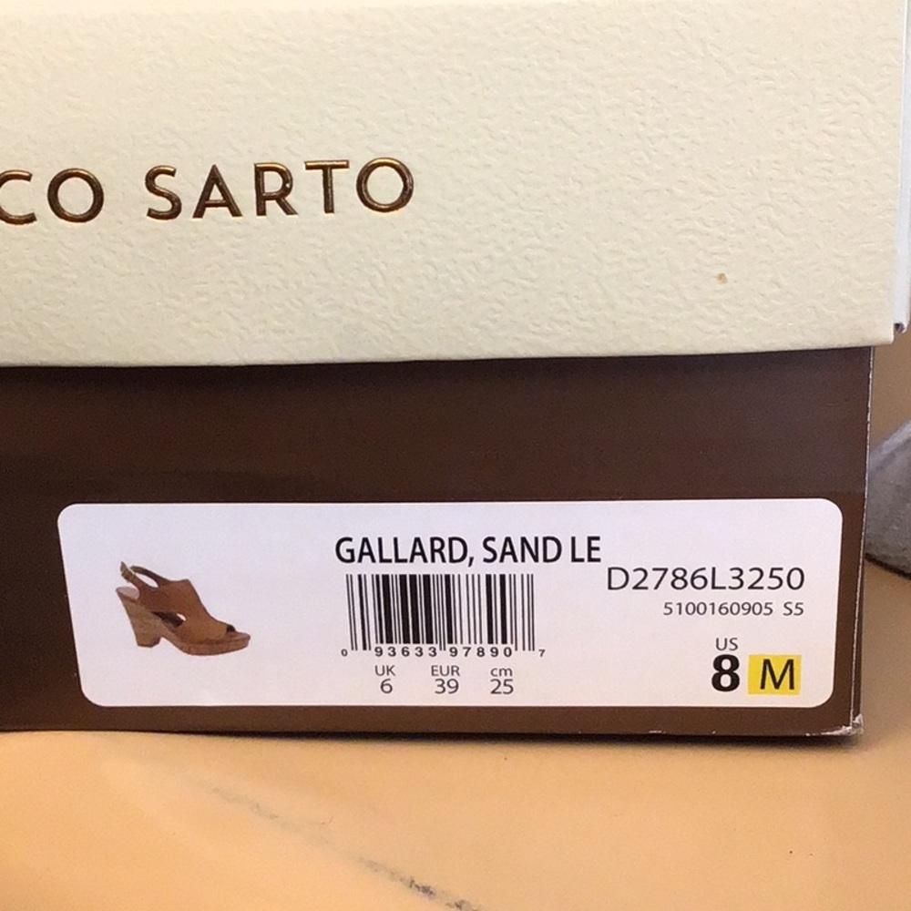 Franco Sarto Tan Wedge Slingback Sandals - Picture 5 of 5